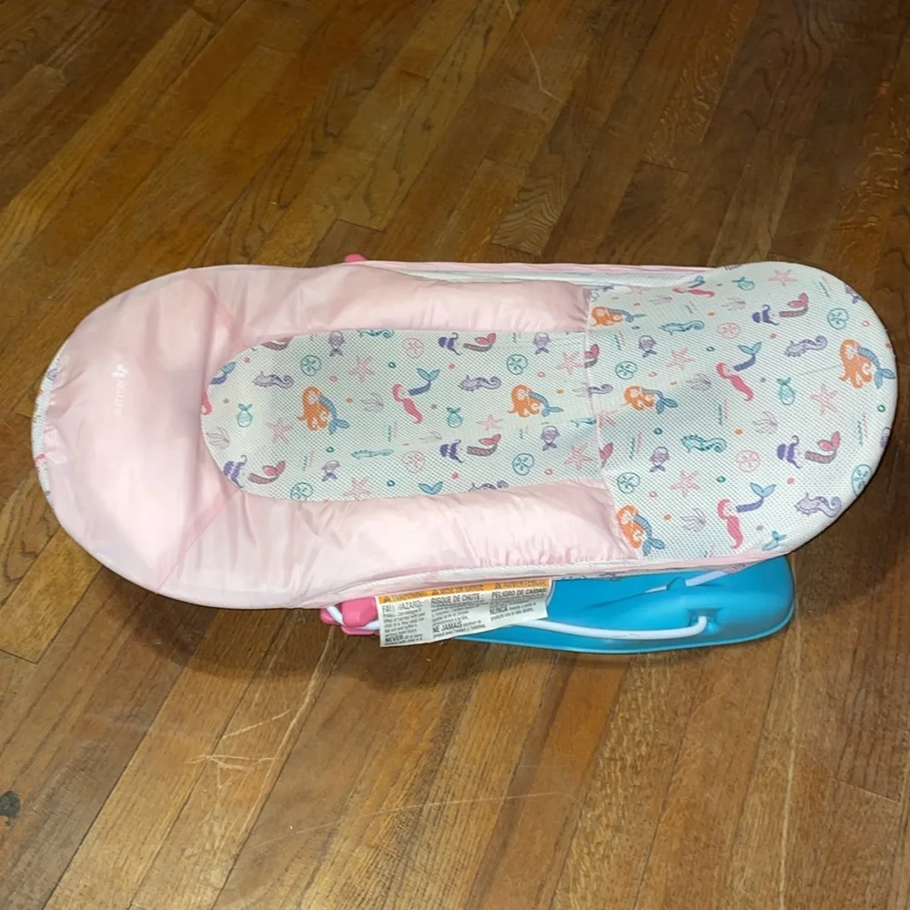 •SUMMER•INFANT DELUXE BABY PERFORATED MERMAID BATH SLING W/3 SUPPORT ANGLES EUC
